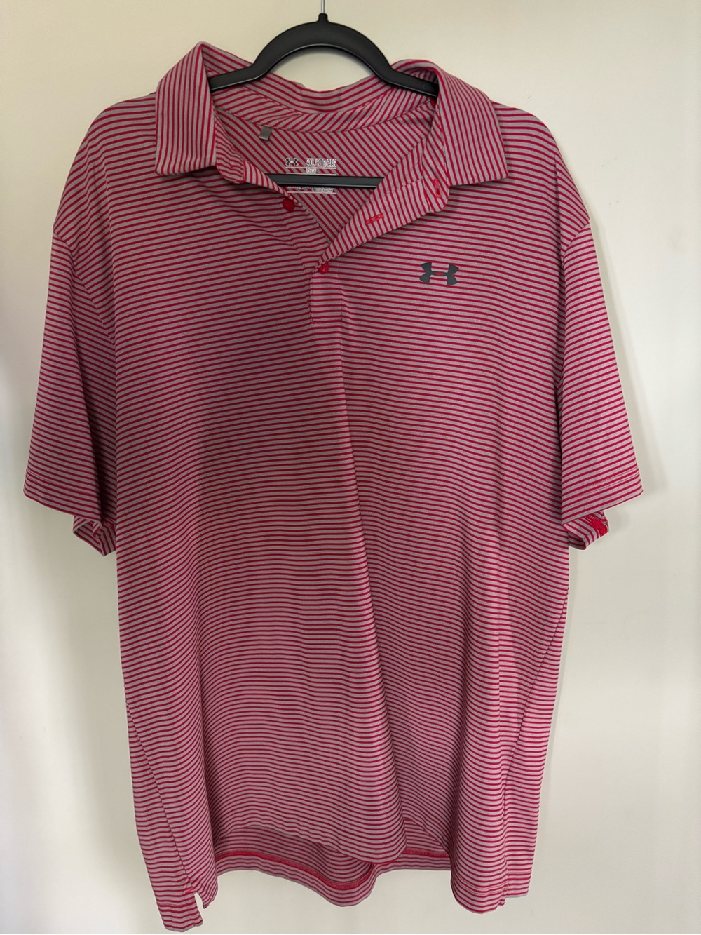 Under Armour Men's Pink Striped Polo Shirt